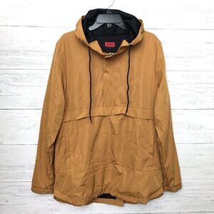 Killion Men's Mustard Yellow Anorak Jacket Hooded Zip and Snap Closure Pockets M